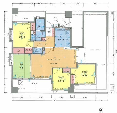 Floor plan. 4LDK, Price 37,300,000 yen, Occupied area 85.26 sq m , Balcony area 58.25 sq m 4 sided opening window there detached sense. (85.26 sq m )