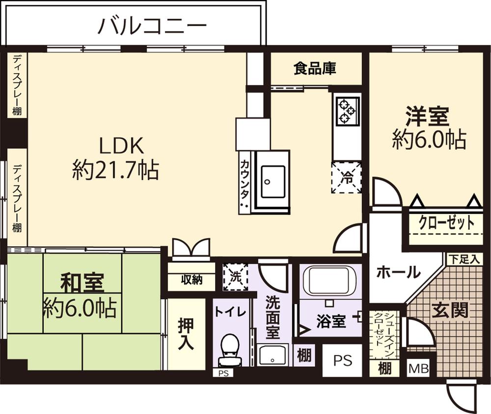 Floor plan. 2LDK, Price 12.9 million yen, Footprint 74.1 sq m , Balcony area 10 sq m living 20 quires more But it has expired in the shoe closet there of renovation Property floor plan, There is also a balcony.