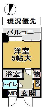 Floor plan. 1K, Price 4.8 million yen, Occupied area 16.34 sq m , Balcony area 4 sq m now, Rent in!