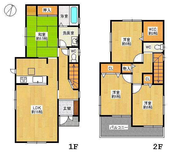 Floor plan. 31,800,000 yen, 4LDK, Land area 180.36 sq m , Building area 98.01 sq m 4LDK Southeast balcony