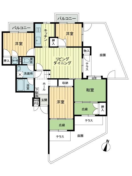 Floor plan. 4LDK, Price 13,900,000 yen, Occupied area 89.17 sq m , Balcony area 5.3 sq m