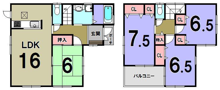 Floor plan. 30,300,000 yen, 4LDK, Land area 165.54 sq m , Building area 98.82 sq m