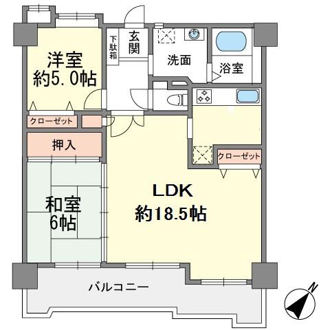 Floor plan. 2LDK, Price 20.5 million yen, Occupied area 66.91 sq m , Balcony area 7.29 sq m