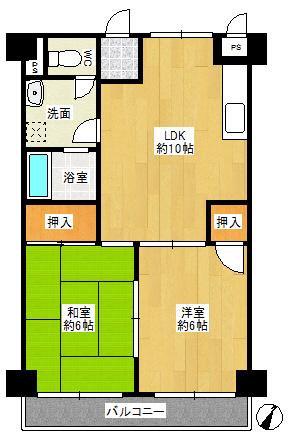 Floor plan. 2LDK, Price 7.5 million yen, Occupied area 46.33 sq m