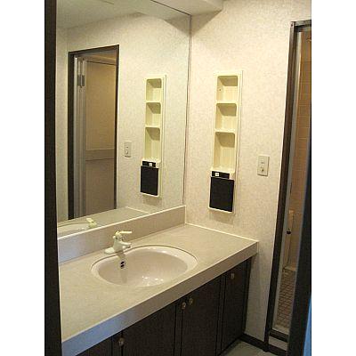 Wash basin, toilet. Vanity-wide mirror!
