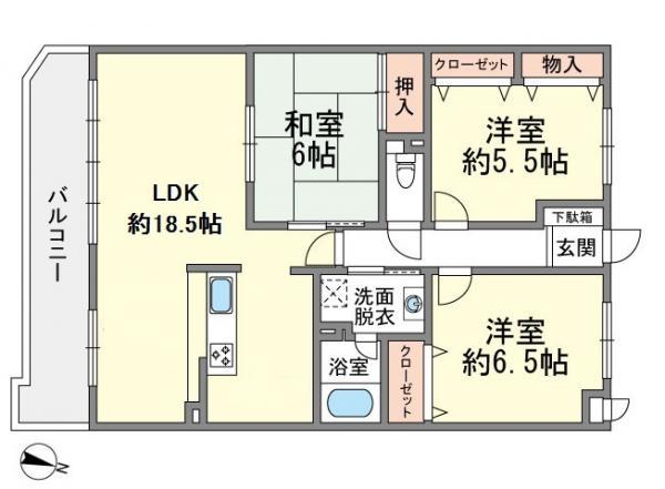 Floor plan. 3LDK, Price 11,850,000 yen, Occupied area 72.98 sq m