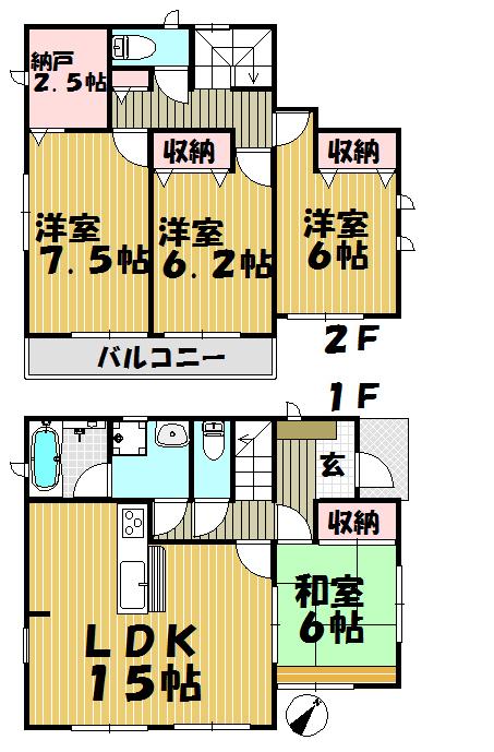 Floor plan. (5 Building), Price 31,900,000 yen, 4LDK+S, Land area 168.2 sq m , Building area 98 sq m