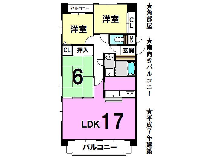 Floor plan. 3LDK, Price 10.8 million yen, Occupied area 68.38 sq m , Balcony area 9.14 sq m