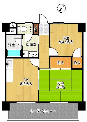 Floor plan. 2DK, Price 8.5 million yen, Footprint 41.6 sq m , Balcony area 7.47 sq m Floor