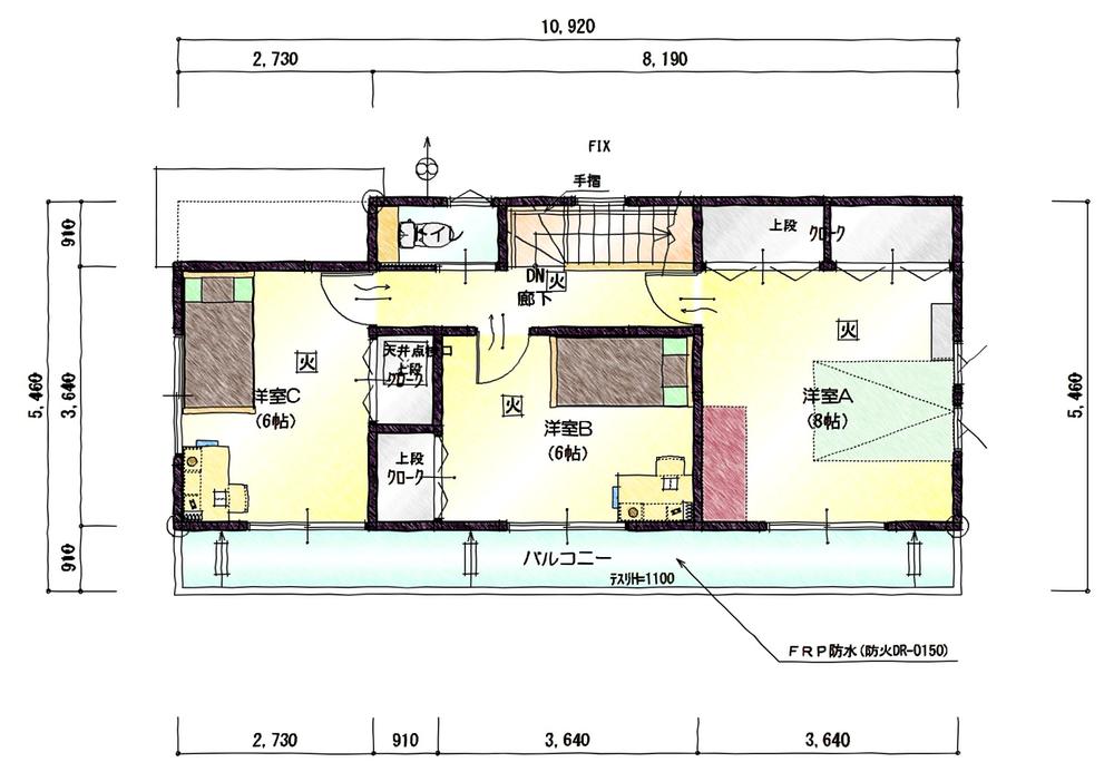 Floor plan. 27,200,000 yen, 4LDK, Land area 139.74 sq m , Building area 105.16 sq m 2 floor Floor Plan Also it has led to a balcony from any room. Also view the Sefuri mountains visible in the distance ◎