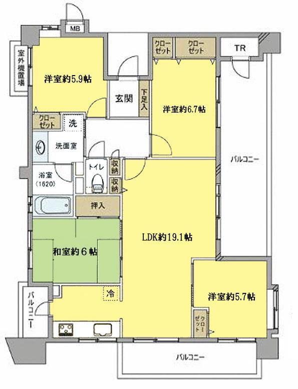 Floor plan. 4LDK, Price 32,800,000 yen, Footprint 94.8 sq m , Balcony area 26.17 sq m Floor Plan (4LDK)