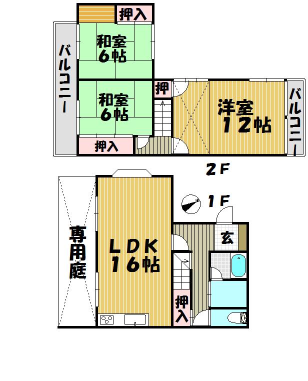 Floor plan. 3LDK, Price 12.9 million yen, Occupied area 96.48 sq m
