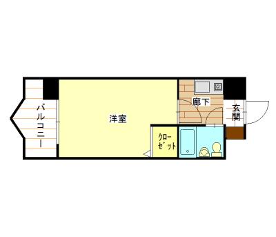 Floor plan. 1K, Price 1.95 million yen, Footprint 16.2 sq m , Balcony area 3.5 sq m