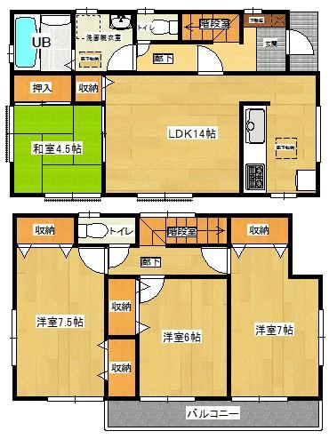 Floor plan. 25,980,000 yen, 4LDK, Land area 141.86 sq m , Building area 96.04 sq m