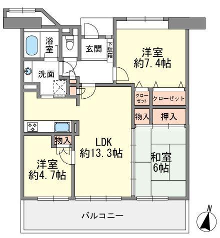 Floor plan. 3LDK, Price 14.9 million yen, Occupied area 70.09 sq m , Balcony area 16.4 sq m floor plan is the inverting type ( ・ ω ・ )