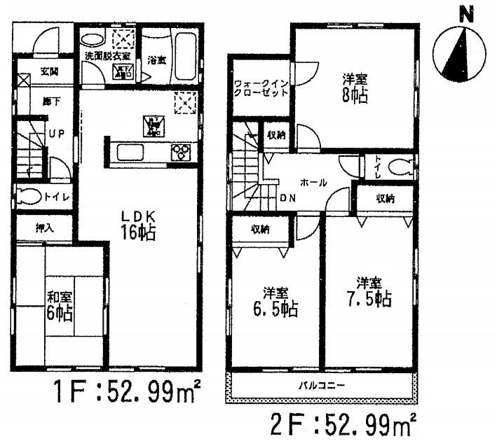Floor plan. 28,980,000 yen, 4LDK, Land area 126.02 sq m , Building area 105.98 sq m 1 Building Floor
