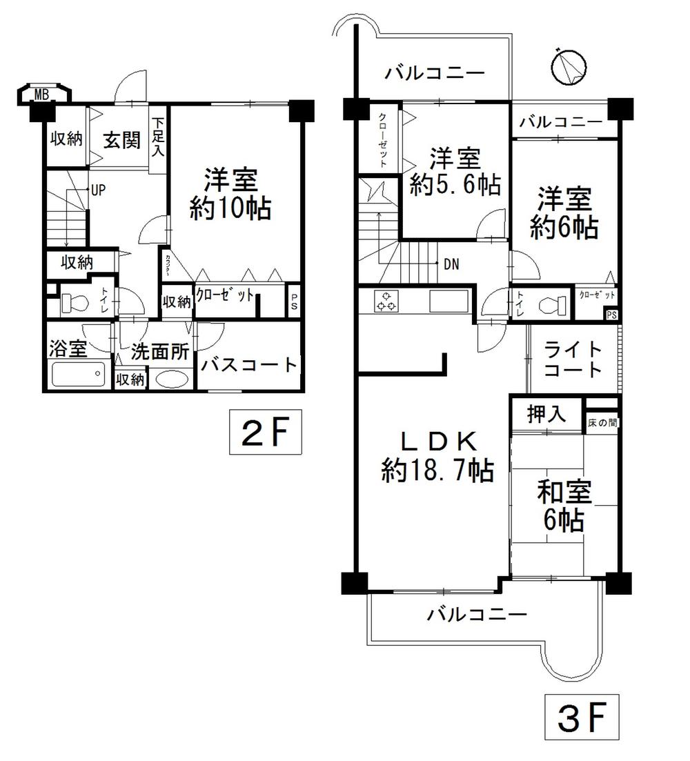 Floor plan. 4LDK, Price 21,800,000 yen, Footprint 115.55 sq m , Balcony area 19.07 sq m
