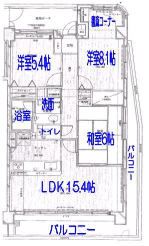 Floor plan. 3LDK, Price 17.5 million yen, Occupied area 74.08 sq m , Balcony area 17.44 sq m