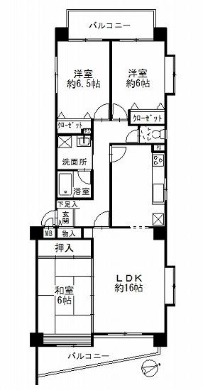 Floor plan. 3LDK, Price 14.7 million yen, Occupied area 86.34 sq m , Balcony area 16.17 sq m