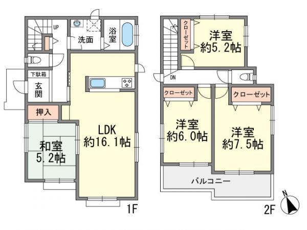 Floor plan. 25,800,000 yen, 4LDK, Land area 150 sq m , Building area 96.67 sq m