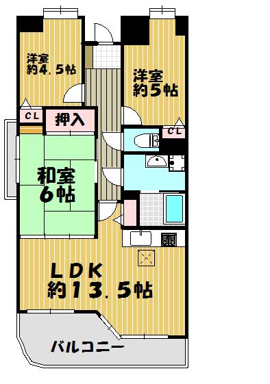 Floor plan. 4LDK, Price 11 million yen, Occupied area 73.29 sq m , Balcony area 6.88 sq m