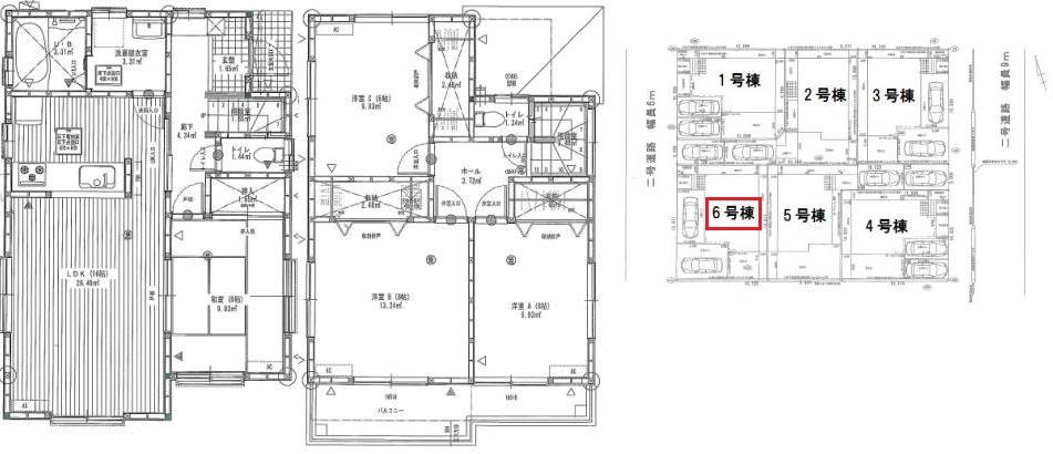 Floor plan. (6 Building), Price 30,980,000 yen, 4LDK, Land area 144.87 sq m , Building area 101.02 sq m