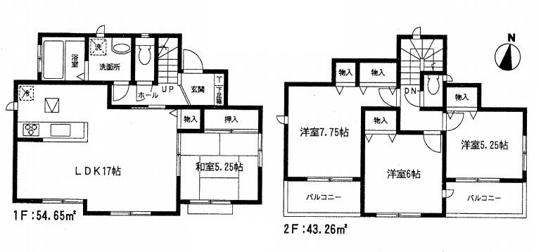 Floor plan. 27,800,000 yen, 4LDK, Land area 127.26 sq m , Building area 97.91 sq m Floor.
