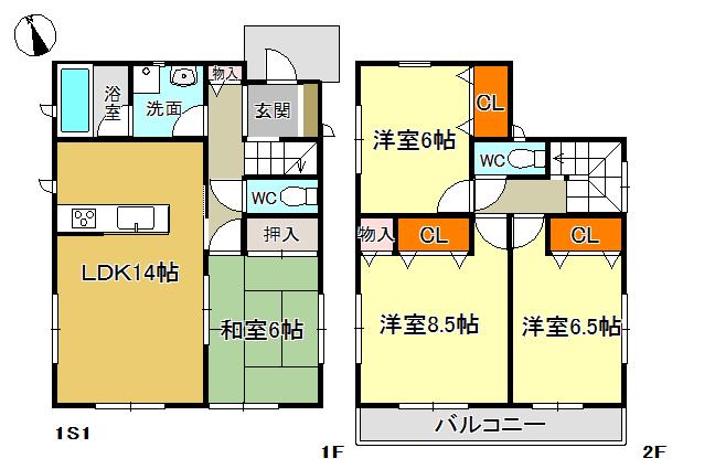 Floor plan. 33,800,000 yen, 4LDK, Land area 124.74 sq m , Building area 96.39 sq m