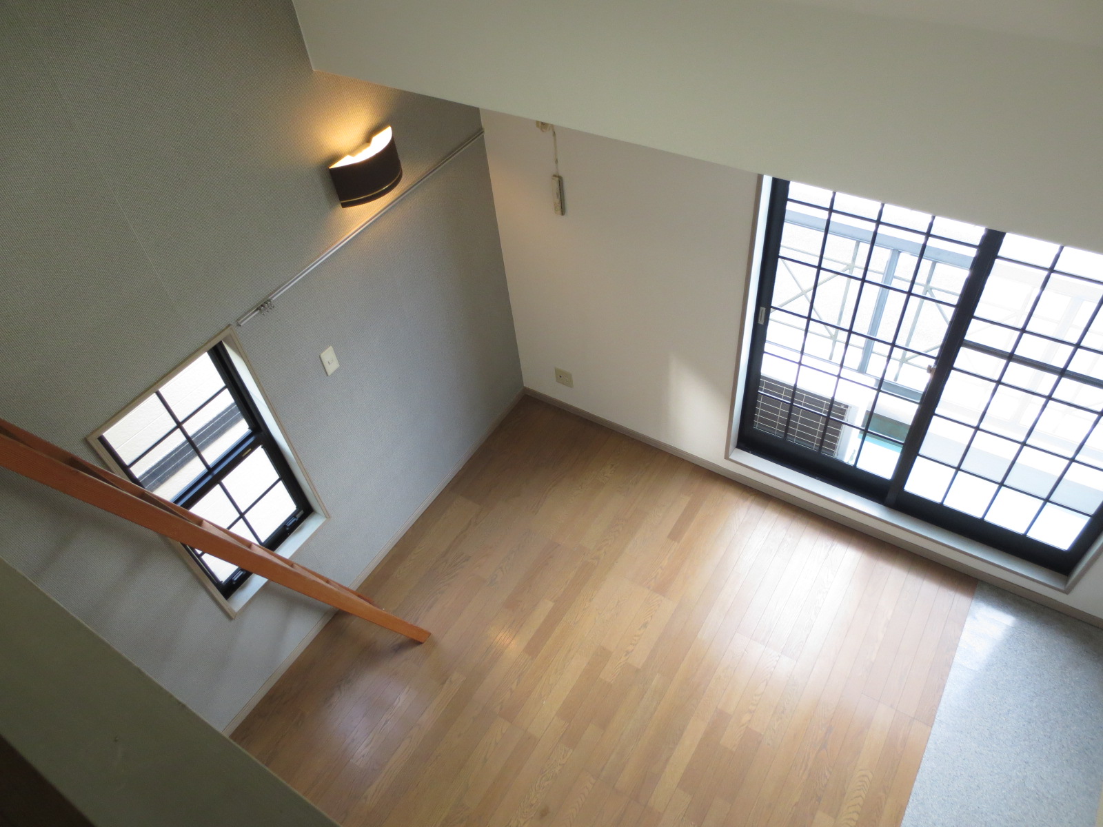 Living and room. It is a view from a loft