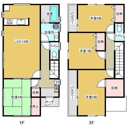 Floor plan. 29,890,000 yen, 4LDK, Land area 190.23 sq m , Building area 105.99 sq m