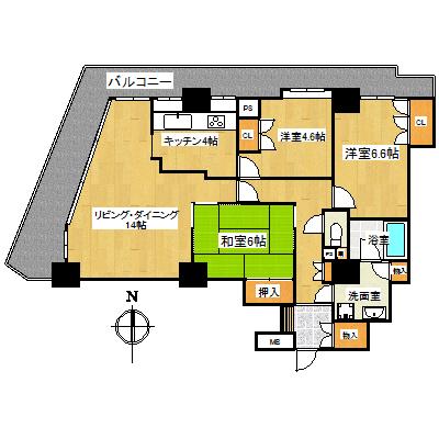Floor plan. 3LDK, Price 24,800,000 yen, Occupied area 81.59 sq m , Balcony area 22.1 sq m