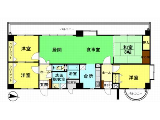 Floor plan. 4LDK, Price 16.8 million yen, Footprint 104.16 sq m , Balcony area 26.87 sq m