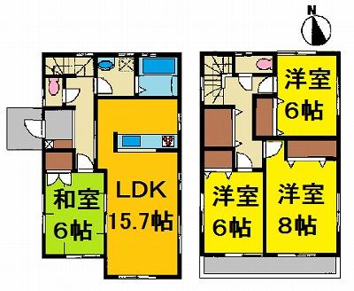 Floor plan. 28,980,000 yen, 4LDK, Land area 153.95 sq m , Building area 105.16 sq m