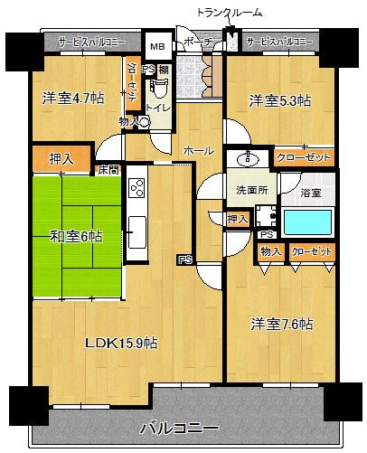 Floor plan. 4LDK, Price 23.8 million yen, Occupied area 89.99 sq m , Balcony area 19.19 sq m