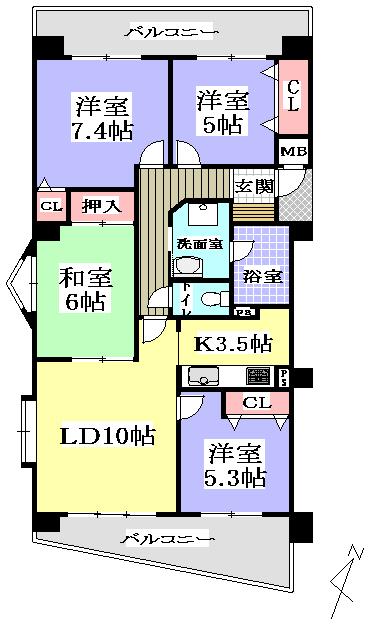 Floor plan. 4LDK, Price 12.8 million yen, Occupied area 81.63 sq m , Balcony area 19.62 sq m