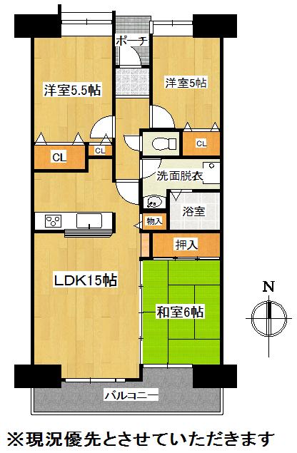 Floor plan. 3LDK, Price 19.3 million yen, Occupied area 73.62 sq m , Balcony area 9.4 sq m