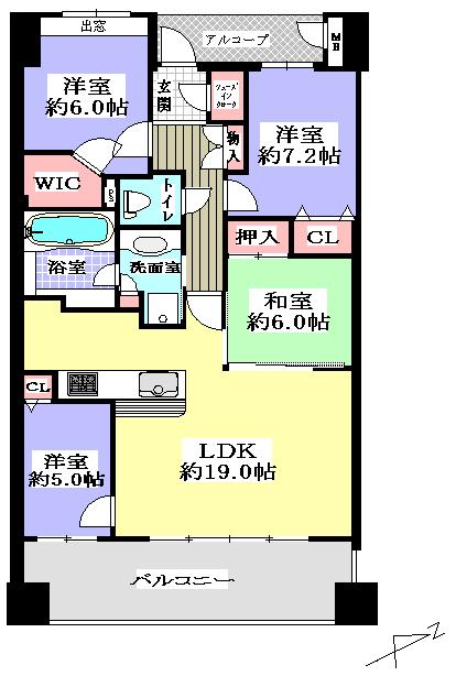 Floor plan. 4LDK, Price 42,500,000 yen, Occupied area 94.62 sq m , Balcony area 16.4 sq m