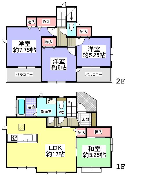Floor plan. 28.8 million yen, 4LDK, Land area 127.26 sq m , Building area 97.91 sq m