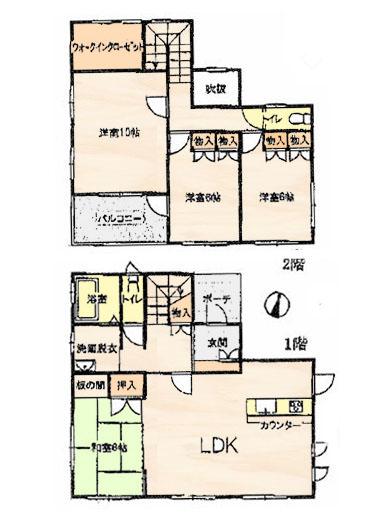 Floor plan. 23.8 million yen, 4LDK, Land area 212.03 sq m , Building area 113.86 sq m spacious 4LDK