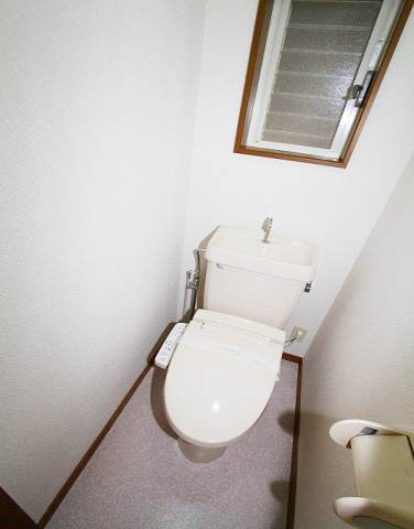 Toilet. Washlet comes. There are window