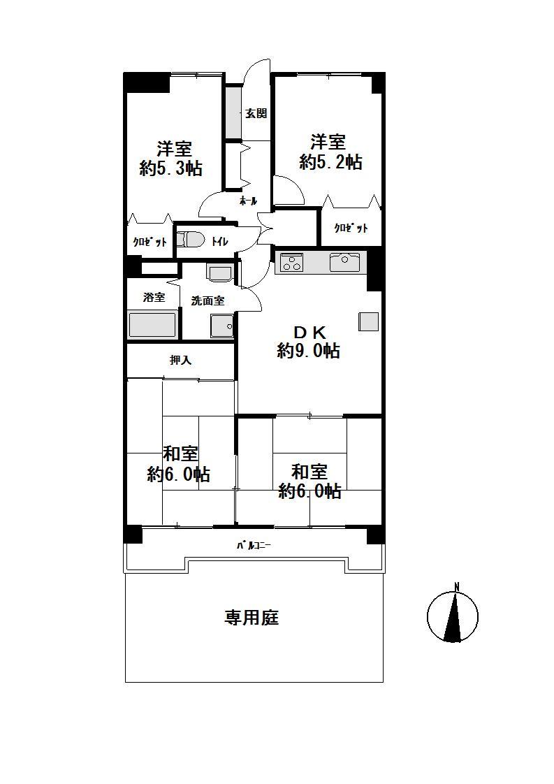 Floor plan. 4DK, Price 11.5 million yen, Occupied area 70.98 sq m , Balcony area 9.07 sq m