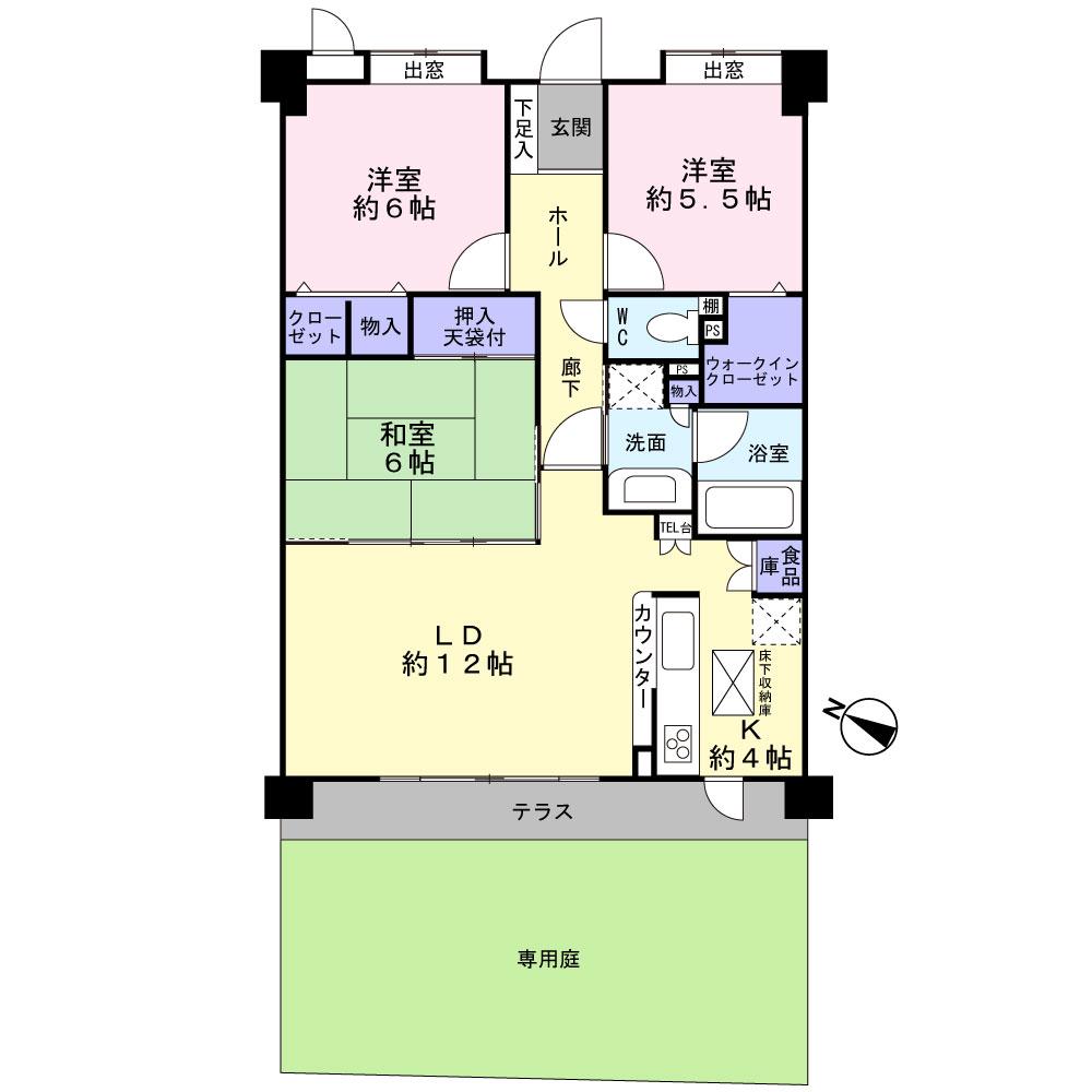 Floor plan. 3LDK, Price 18,800,000 yen, Footprint 75 sq m