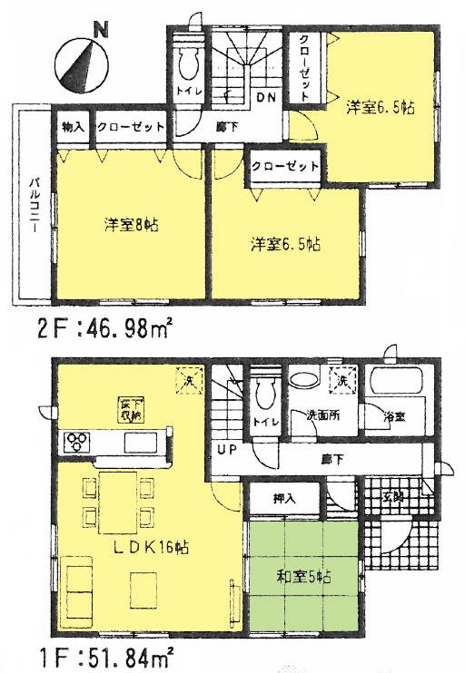 Floor plan. 28.8 million yen, 4LDK, Land area 175.81 sq m , Building area 98.82 sq m floor plan (4LDK)
