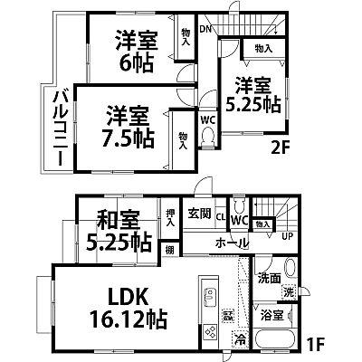 Floor plan. 22,800,000 yen, 4LDK, Land area 161.95 sq m , Building area 96.67 sq m
