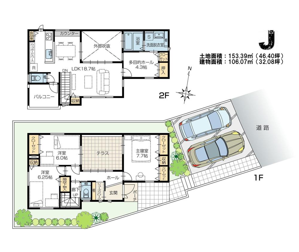 Floor plan. (J Building), Price 33,200,000 yen, 4LDK, Land area 150.18 sq m , Building area 105.99 sq m