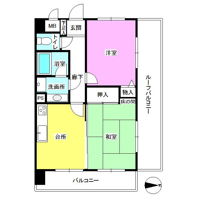 Floor plan. 2DK, Price 10.4 million yen, Occupied area 45.36 sq m , Balcony area 8.14 sq m in 2013 July interior renovation completed!