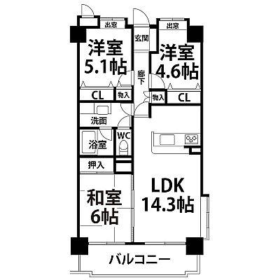 Floor plan. 3LDK, Price 17.8 million yen, Footprint 67.6 sq m , Balcony area 8.66 sq m floor plan