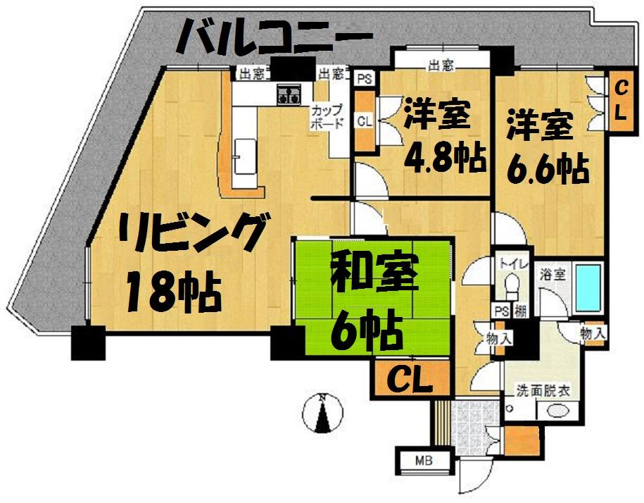 Floor plan. 3LDK, Price 21.9 million yen, Occupied area 81.59 sq m , Balcony area 22.1 sq m