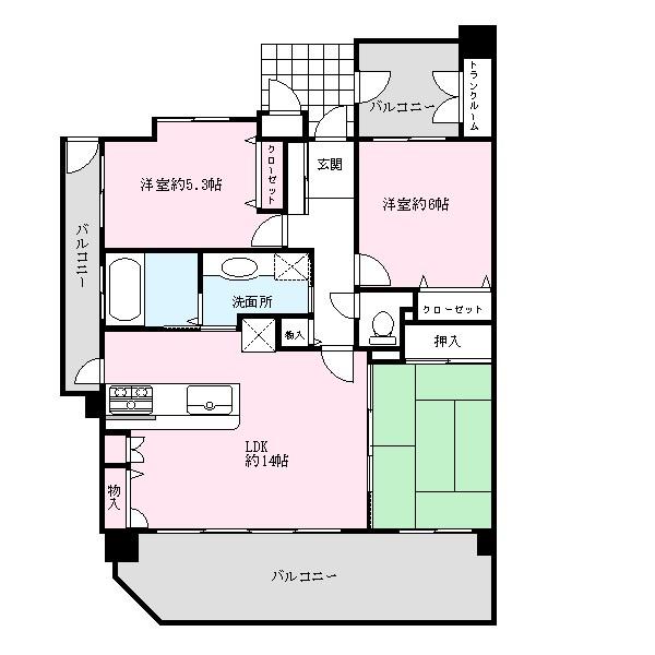 Floor plan. 3LDK, Price 12.8 million yen, Occupied area 71.76 sq m , Balcony area 25.09 sq m