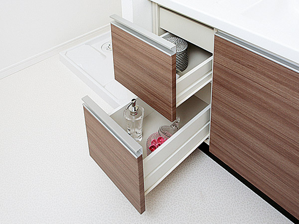 Bathing-wash room.  [Drawer storage] Such as Kagamiura of storage space and under the counter cabinet, It has secured a good abundant storage space and easy to use. (Same specifications)